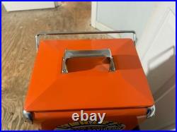 Harley Davidson Orange Very Rare Retro Steel Cooler Box 31.5 x 31 x 24cm Used