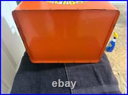 Harley Davidson Orange Very Rare Retro Steel Cooler Box 31.5 x 31 x 24cm Used