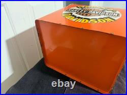Harley Davidson Orange Very Rare Retro Steel Cooler Box 31.5 x 31 x 24cm Used