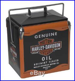 Harley-Davidson Retro Black & Orange Oil Can Label Metal Cooler HDX-98510