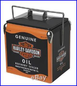 Harley-Davidson Retro Black & Orange Oil Can Label Metal Cooler HDX-98510