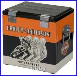 Harley Davidson Retro Metal Cooler with Bottle Opener and Hinge Lid HDL-18599