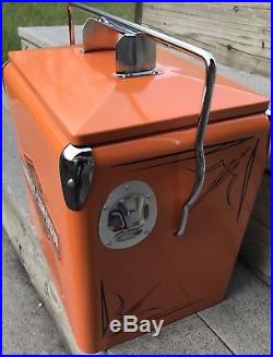 Harley-Davidson Retro Vintage Metal Beverage Cooler Orange Sign Knucklehead