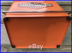 Harley-Davidson Retro Vintage Metal Beverage Cooler Orange Sign Knucklehead