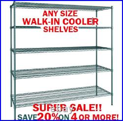 Heavy Duty GREEN Rust Proof Metal Wire Walk In Cooler 5 Shelf Rack Commercial