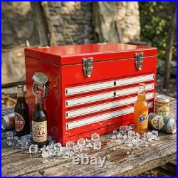 Heavy Duty Steel Cooler 21Qt Red Metal Ice Chest Vintage 35 Can Insulated Box
