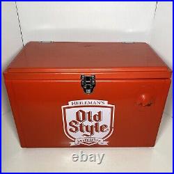 Heileman's Old Style Vintage Metal Beer Cooler Red 18x12x10 Advertising Chest