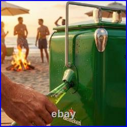 Heineken 13L Retro Metal Beer Cooler Vintage Green Ice Bucket 3Day Ice Retention