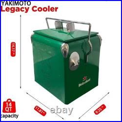 Heineken Classic Green Metal 13L/14Qt Cooler Box, Portable Insulated Ice Chest