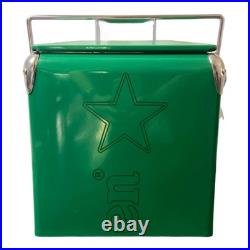Heineken Classic Green Metal 13L/14Qt Cooler Box, Portable Insulated Ice Chest