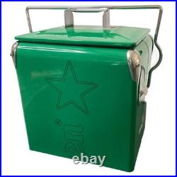 Heineken Classic Green Metal 13L/14Qt Cooler Box, Portable Insulated Ice Chest