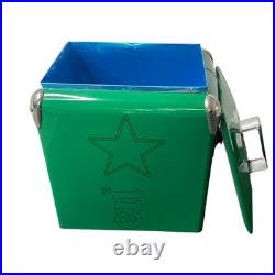 Heineken Classic Green Metal 13L/14Qt Cooler Box, Portable Insulated Ice Chest