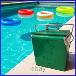 Heineken Classic Green Metal 13L/14Qt Cooler Box, Portable Insulated Ice Chest