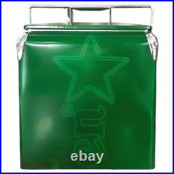 Heineken Cooler 14Qt Vintage Metal Ice Chest for Park Picnics, Lakeside Outings