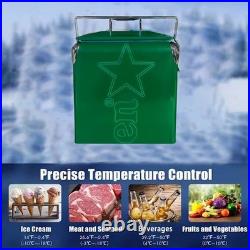 Heineken Metal Cooler Box, Green 14-Quart Classic Ice Bucket for Camping Parties