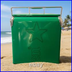 Heineken Shoreline Cooler 14Qt Rust-Resistant Metal Ice Box for Surf Trips