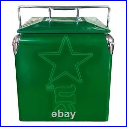 Heineken Vintage Metal Ice Box, 14-Quart All-Purpose Ice Bucket for Outings
