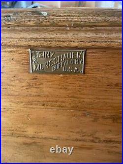 Heinz & Munschauer Buffalo NY USA Antique Wood Ice Chest Cooler Metal Interior