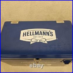 Hellmann's Big Ten Metal Cooler Blue White Bottle Opener 17.5X11.5 Handles RARE
