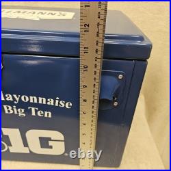 Hellmann's Big Ten Metal Cooler Blue White Bottle Opener 17.5X11.5 Handles RARE