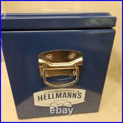 Hellmann's Big Ten Metal Cooler Blue White Bottle Opener 17.5X11.5 Handles RARE