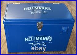 Hellmann's Mayonnaise Promo Retro Metal Cooler Blue with Bottle Opener Ice Chest