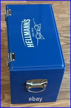 Hellmann's Mayonnaise Promo Retro Metal Cooler Blue with Bottle Opener Ice Chest