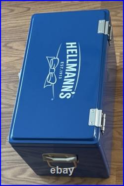 Hellmann's Mayonnaise Promo Retro Metal Cooler Blue with Bottle Opener Ice Chest