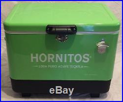 Hornitos Agave Tequila Green Metal Cooler With Wheels Push Bar Opener Brand New