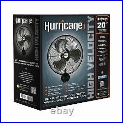 Hurricane HGC736474 Wall Mount Fan Metal 20 High Velocity 3 Speed Setting Black