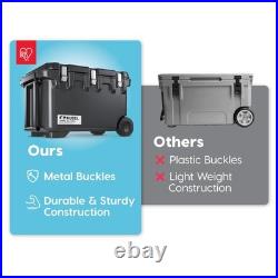 IRIS USA Hugel 64 QT Wheeled Cooler, Heavy-Duty Ice Chest with Metal Buckles