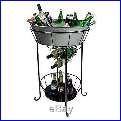 Ice Bucket Stand Party Beverage Cooler Large Metal Bar Tub Wine Beer Soda Oasis