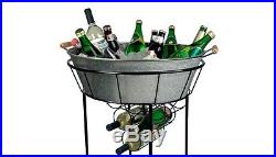 Ice Bucket Stand Party Beverage Cooler Large Metal Bar Tub Wine Beer Soda Oasis