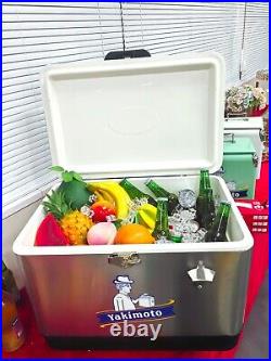 Ice Chest Yakimoto 51 Liter Retro Metal Cooler for BBQ Camping Picnic Fashing