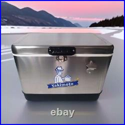 Ice Chest Yakimoto Cooler box with Bottle Opener, 51L 54Qt, Stainless Steel Retro