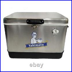 Ice Chest Yakimoto Cooler box with Bottle Opener, 51L 54Qt, Stainless Steel Retro