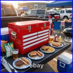 Insulated 20L Retro Metal Cooler Vintage Beach Picnic Tailgate Party Supplies Insulated 20L Retro Metal Cooler Vintage Beach Picnic Tailgate Party Supplies