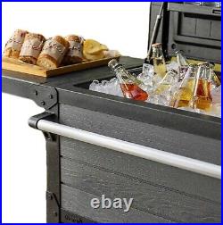 Insulated Patio Cooler And Rolling Beverage Cart Container Box Outside Garden