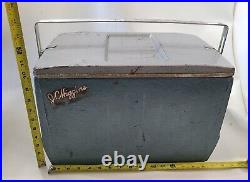 JC Higgins Vintage Cooler Sears Roebuck Co. Metal Camping Picnic Ice Chest Blue