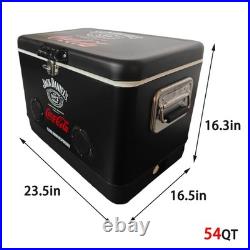 Jack Daniel's&Coca-Cola 54Qt Metal Cooler Box with Bluetooth Speaker, Rare