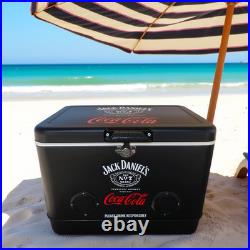 Jack Daniel's&Coca-Cola 54Qt Metal Cooler Box with Bluetooth Speaker, Rare