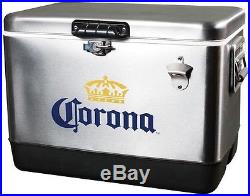 Koolatron Corona Cooler Ice Chest 54 Qt. Metal Durable Polished Stainless Steel