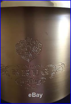 Krug Champagne Double Magnum Cooler Bucket Golden Tone Metal Unused Boxed