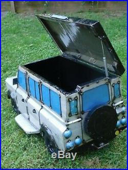 LAND ROVER CUSTOM CRAFTED METAL PORTABLE BEVERAGE COOLER unique hard to find