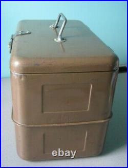 LITTLE BROWN CHEST Antique Ice Box Cooler Hemp & Co. Metal MCM Vintage NICE