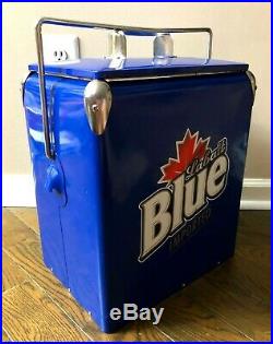 Labatt Blue Metal Retro Vintage Style Beer Cooler with Bottle Opener Ice Chest
