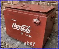 Large Coca Cola Drinks Cooler Box Vintage Retro Style Metal Red Coke
