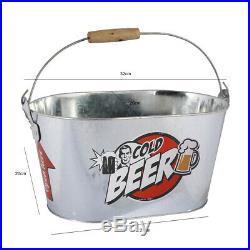 Large Metal Beer Cooling Bucket Drink Holder Container Ice Cooler Bottle Opener