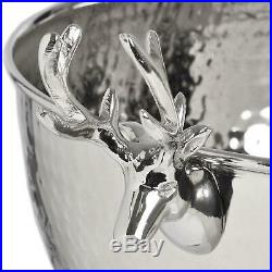 Large Silver Nickel Stag's Head Detail Wine Champagne Cooler Bowl