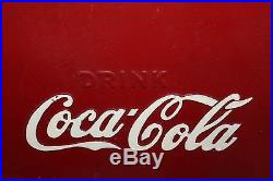 Large Vintage 1950's Coca Cola Soda Pop Bottle Metal Picnic Cooler Sign